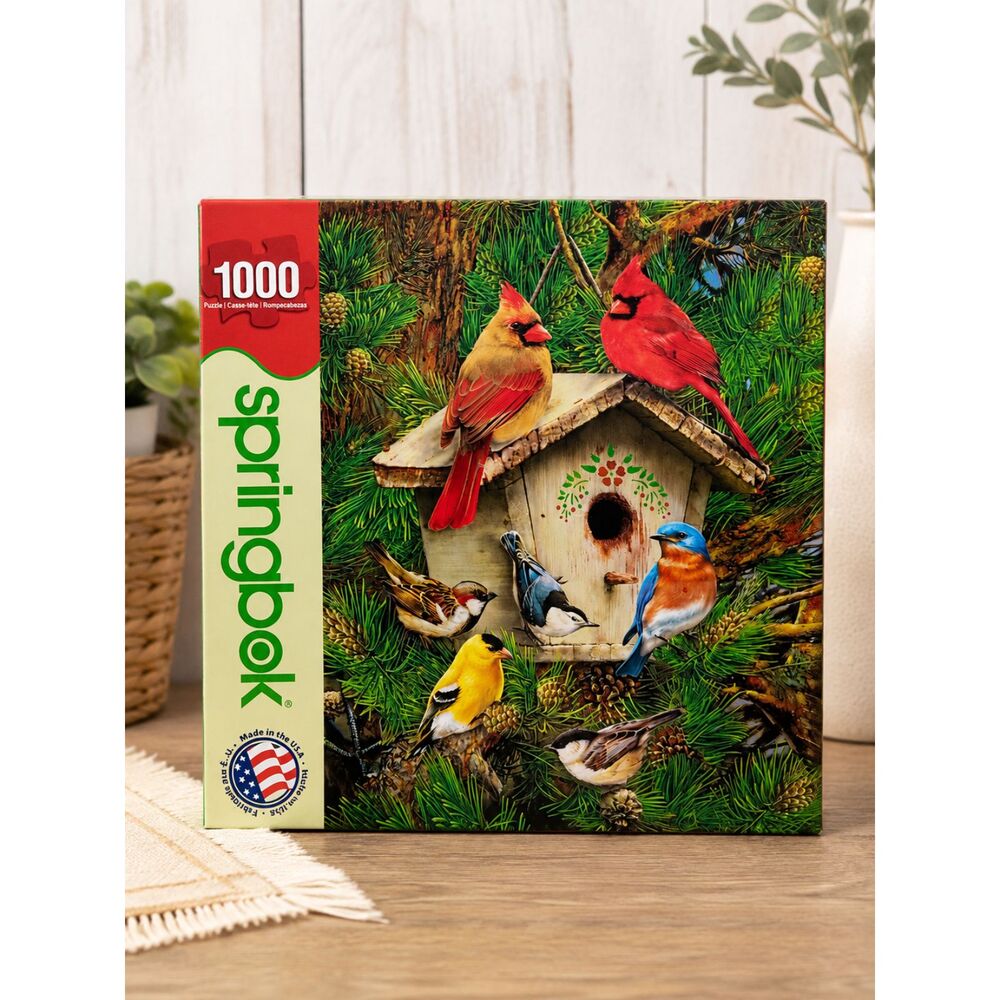 NEW! Springbok Feathered Retreat 1000 Piece Jigsaw Puzzle Birds Birdhouse Sealed